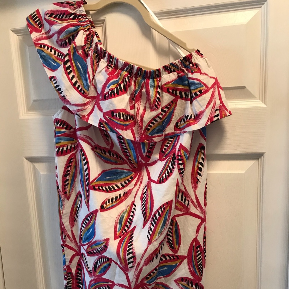 NWT JCrew Linen one-shoulder dress